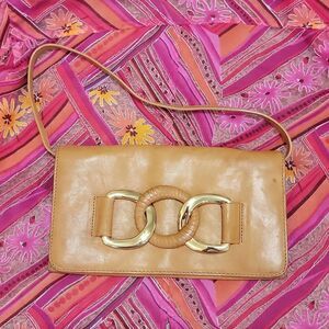 Michael Kors Vintage Early 2000s MK Camel Color Leather Clutch Handbag Y2K 🔥